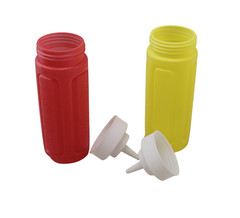 2 Piece Plastic Squeeze Mustard Ketchup Salad Dressing Condiment Set 10 Ounce