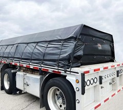 16’x24′ Flatbed Truck Heavy Duty Tarps – 18Oz Vinyl Black Steel Tarp (4′ Drop)