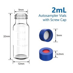 5000PCS HPLC GC 2mL Autosampler Clear Vials Screw Caps PTFE Silicone Liner 9-425