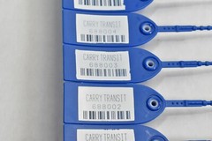 Lot of 200+ BLUE Plastic Barcode Rat Tail Inventory Barcode Security Tags Seals