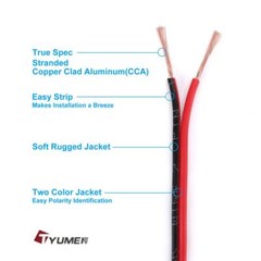 50FT 14/2 Gauge Red Black Cable Hookup Electrical Wire LED Strips Extension W…