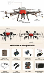 Agricultural Crop Sprayer Drone 8 Gal 37 acr/hr Lift 150 lb. Daily 296 acres 30L