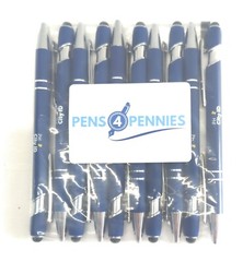 10ct Misprint/Overstock Lot Alpha Metal Soft Touch Stylus Click Pens ROYAL BLUE