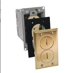 Southwire FBCVBR-1TR-KIT 20 amp Tamper Resistant Floor Box Kit (Brushed Brass)