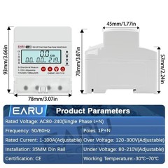 Single Phase 230V WiFi Smart kWh Energy Meter Leakage Relay Voltage Control AC