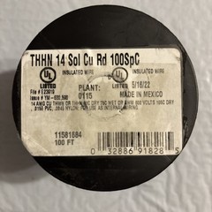 100 Feet 14 Awg Solid Copper THHN Wire (RED)