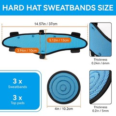 Hard Hat Sweatband and Top Pad for Safety Helmet, Washable Hard Hat Cooling Line