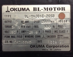 Okuma BL-MH301E-20SB BL-Motor 152 V 3 PH 2000 RPM ER-FC-2048D (TBI)
