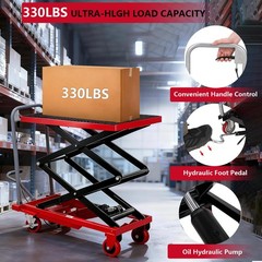 Steel Hydraulic Double Scissor Lift Table Cart 330 lbs Lifting height 50 inches