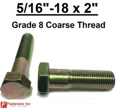 5/16-18 x 2″ PT Hex Bolt Yellow Zinc Plated Grade 8 Cap Screw Coarse Thread