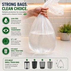 Small Trash Bags 3 Gallon Garbage Bags (440 Count) Bathroom Clear Plastic Was…