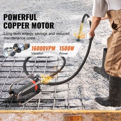 VEVOR Electric Concrete Vibrator 1500W 14-3/4 feet Poker to Remove Air Bubbles