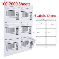 4″ x 3 1/3″ Laser Ink Jet Address Shipping Self Adhesive Labels 6 per sheet US