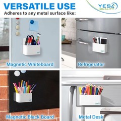 YES4QUALITY Magnetic Pen Holder with Strong Back & 2 White