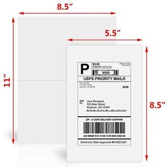 50-4000 Premium 8.5″ X 5.5″ Half Sheet Shipping Labels Self Adhesive 2 Per Sheet