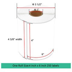 4ROLLS 4″ X 6″ 250/Roll 4X6 Direct Thermal Labels for Zebra LP2844 ZP450 Eltron