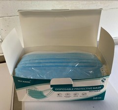 100 3-Ply Blue Medical Disposable Mouth Face Masks Covers (2 Box of 50)