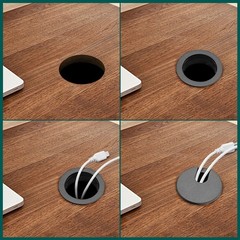Litoexpe Black Desk Cord Grommets 1-1/2 Inch, Plastic