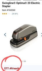 NEW Swingline Optima 20 Electric StaplerDesktop, Auto/Manual, 20 Sheets, Silver
