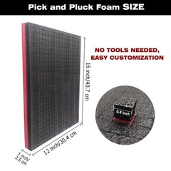 3 PCS Pick Pluck Foam Sheets 16x12x1 Inch PreCubed Polyethylene Tool Box