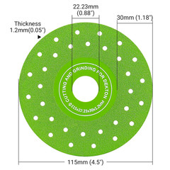 LOZLIN 3 PCS 115MM Vacuum Brazed Ultra-Thin Multi-Pore Flat Abrasive Sheet Disc