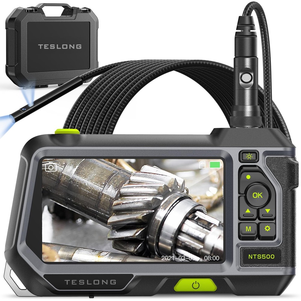 Endoscope Dual Lens 0.21in 9.8FT Borescope Industrial Waterproof NTS500 Monitor