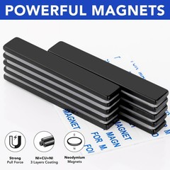Durable Black Neodymium Magnets with Adhesive – 5 Count, Craft & Garage Use