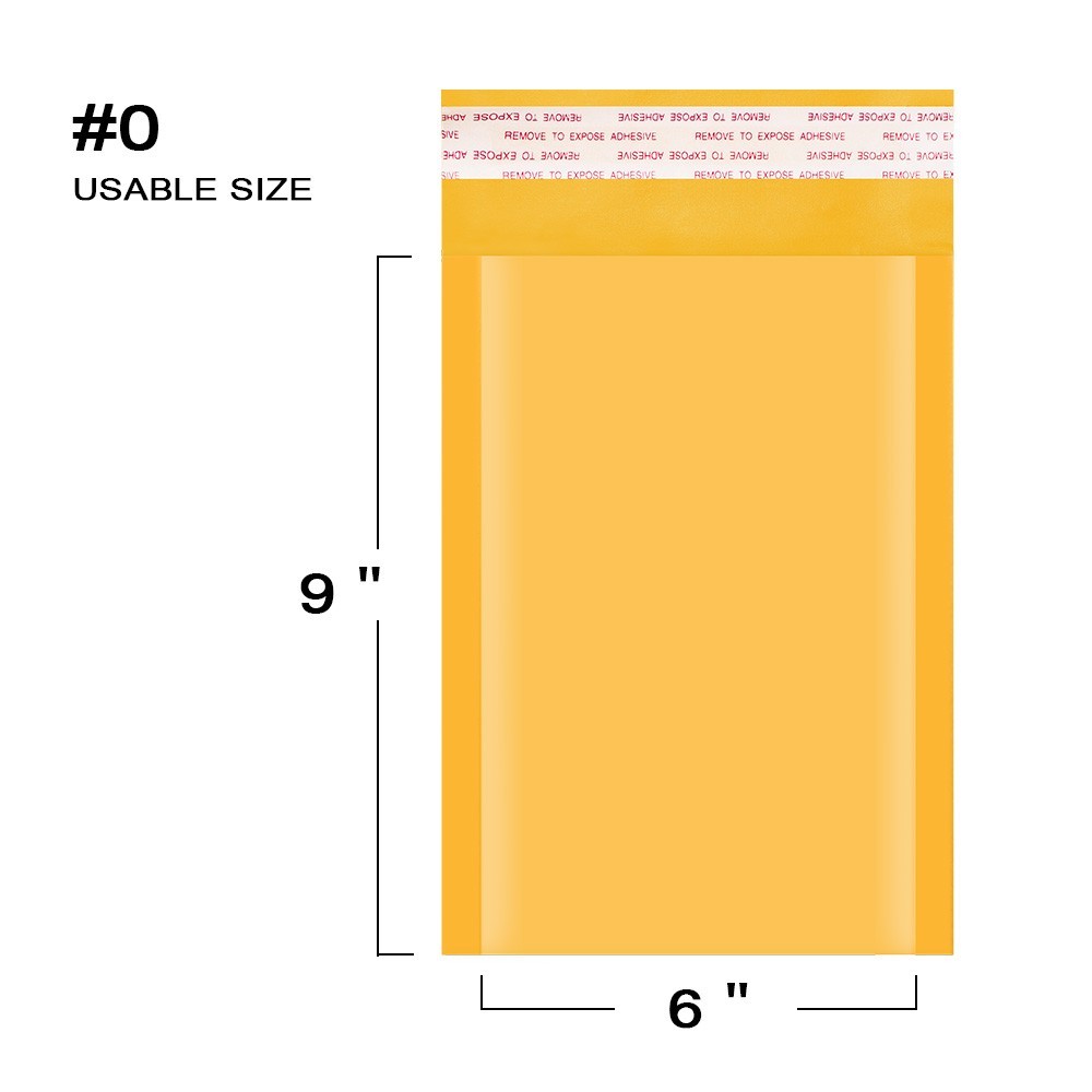 250PC #0 6×9 Poly Bubble Mailer Kraft Padded Envelopes Shipping Bags MADE IN USA