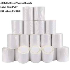 40 Rolls Direct Thermal Labels 4×6 Labels 250/Roll For Zebra 2844 Eltron ZP450