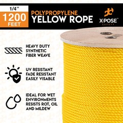1200 ft Twisted Polypropylene Rope – 1/4″ – Yellow Floating Poly Pro Cord