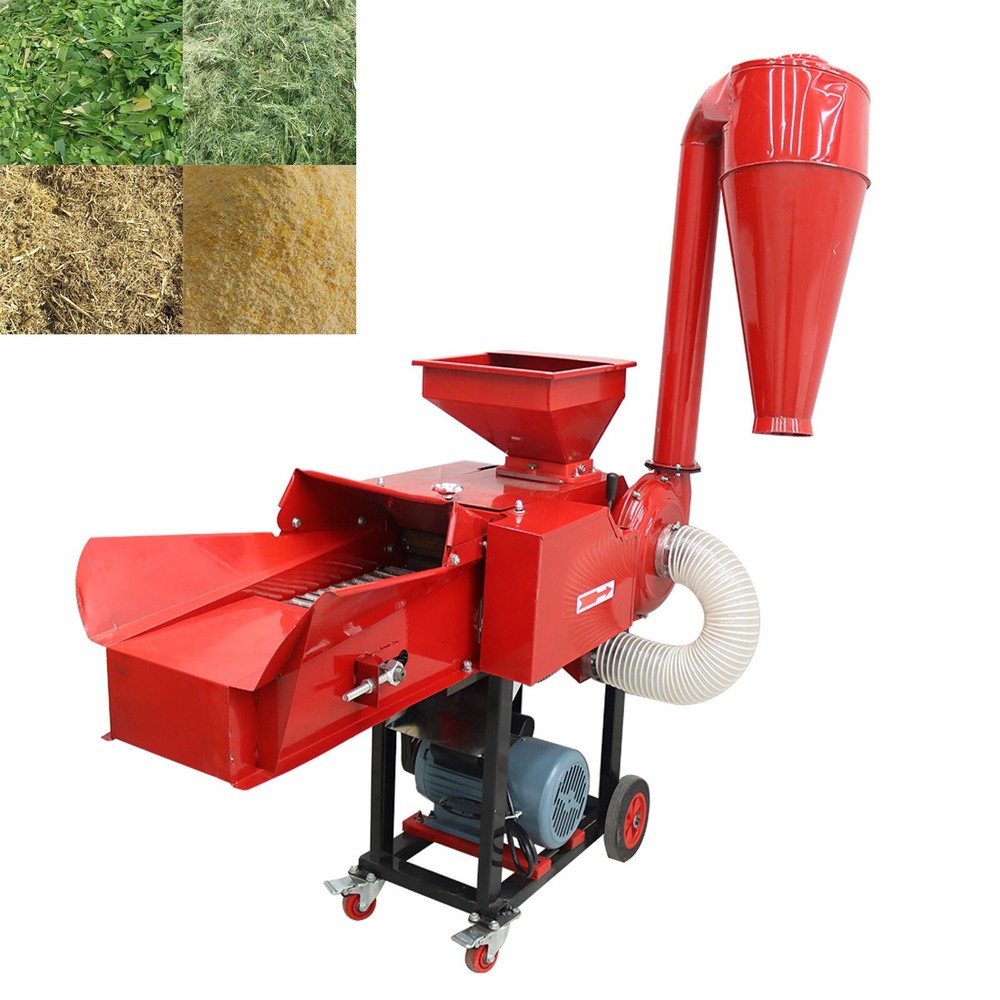 Dry-Wet Straw Hay Cutter Crusher Grain Grinder with Conveyor&Dust Collector 220V