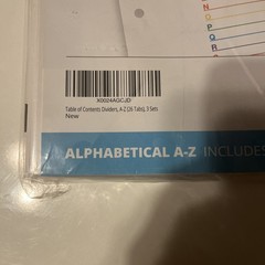 Blue Summit Supplies Alphabet Binder Tab Dividers for 3 Ring Binder/Notebook NEW
