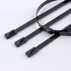 Black coated T316 Stainless Steel Metal Cable Ties Zip Wrap Exhaust Heat Straps