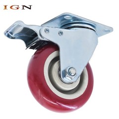 Red Caster Wheels 4″ Locking Casters With Brake Swivel Plate Castor 4 Pcs Caster