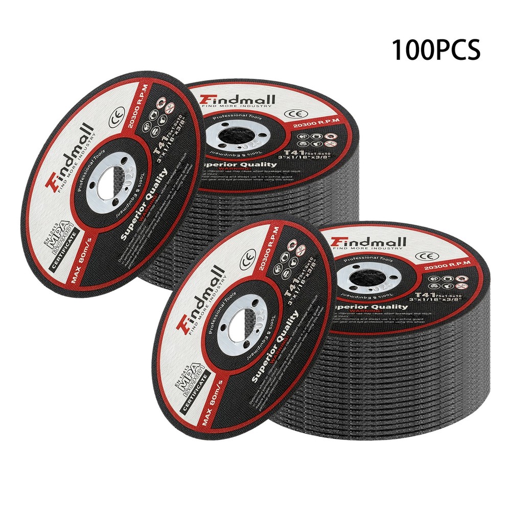 100 Pcs 3″x1/16″x3/8″ Metal & Stainless Steel Cutting Disc for Die Grinders