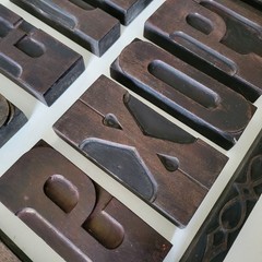 Antique Wood Type Letter Blocks Russian Empire Industrial decor Vintage Alphabet