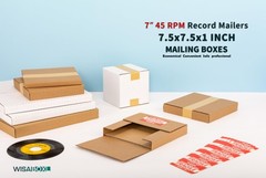 7 Inch 45 RPM Record Mailers (NOT for 12 LPs), 7.5 x 7.5 x 1 Inch Easy-Fold Corr