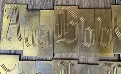 Vintage Complete A-Z Old English Engraving Font Plates Templates With Boxes