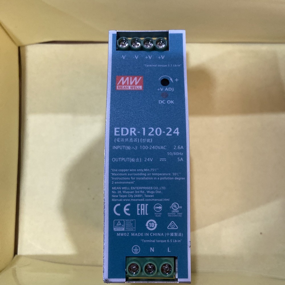 MEAN WELL EDR-120-24 120W 24V 5A Single Output Industrial DIN Rail Power Supply