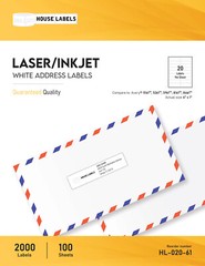 200 Sheets 4000 Labels 1 x 4 Fast Peel White Address Mailing Labels 20 UP
