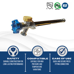 10 Pcs. Anti-Siphon Frost Free Sillcock 10″, 1/2 Push Fit x 3/4 GHT Garden Valve