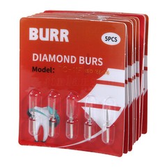 50pcs Dental Diamond Burs Burr FG 1.6mm Tips TC-11F for High Speed Handpiece Red