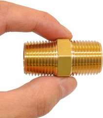 Brass Hex Nipple 1/2 NPT Male Adapter Fitting 4-Pack Solid Pipe Connector Du…