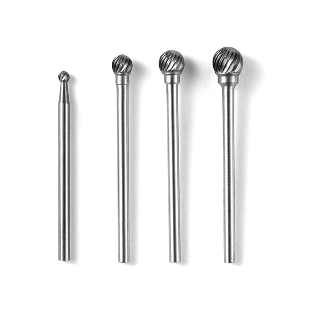4 Pcs Ball Shape Aluminum Cutting Burr Set – 3/32” Shank Tungsten Carbide En…