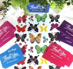 144x Business Thank You Cards Small Business, Butterfly Stickers Variety Pkg