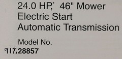 Sears Craftsman YT4000 Hydro 24.0 h.p. 46″ Lawn Tractor 917.288570 Owners Manual