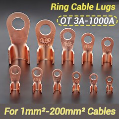 Open Cable Lugs Copper Ring Terminal Electrical Wire Crimp Connectors OT 3-1000A