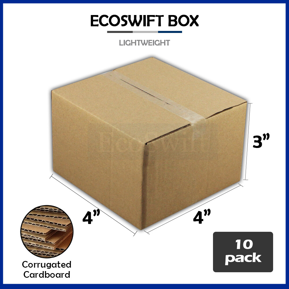 10 4x4x3 EcoSwift Cardboard Packing Moving Shipping Boxes Corrugated Box Cartons