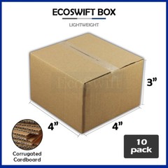 10 4x4x3 EcoSwift Cardboard Packing Moving Shipping Boxes Corrugated Box Cartons