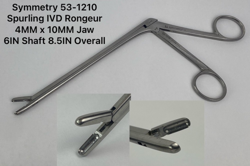 Symmetry 53-1210 Spurling IVD Rongeur 4mm x 10mm Cup STRAIGHT 6in Shaft 8.5in L